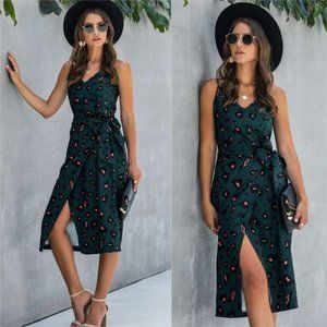 WIDE SIDE Animal print Midi Dress
